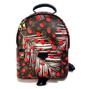 LOUIS VUITTON M41981 Monogram Palm Springs PM Jungle dot Backpack Brown x Red